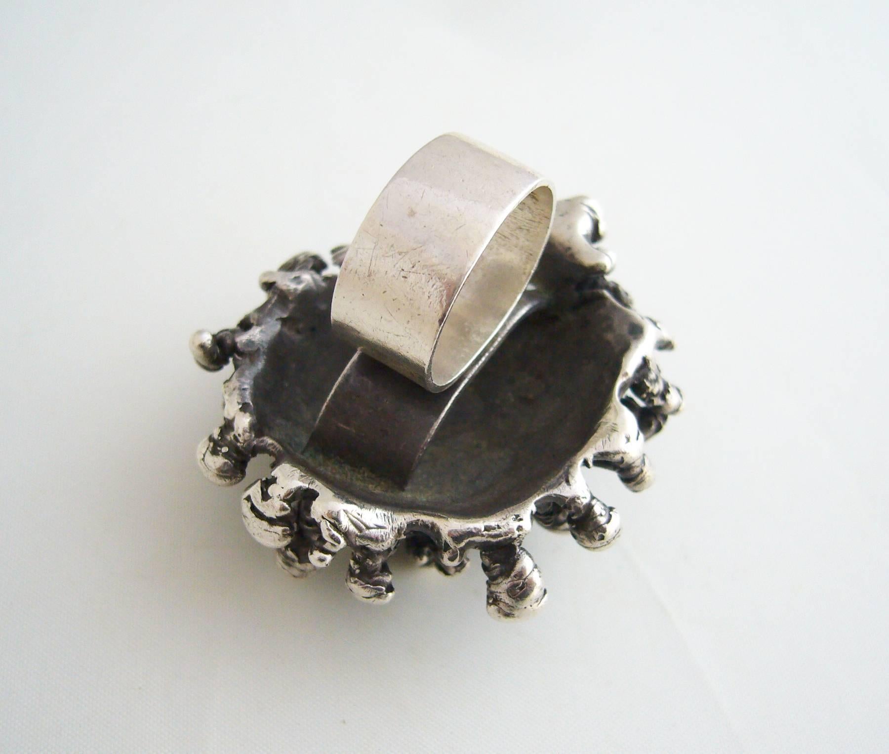 Sterling Silver Modernist Sea Urchin Ring In Excellent Condition In Palm Springs, CA