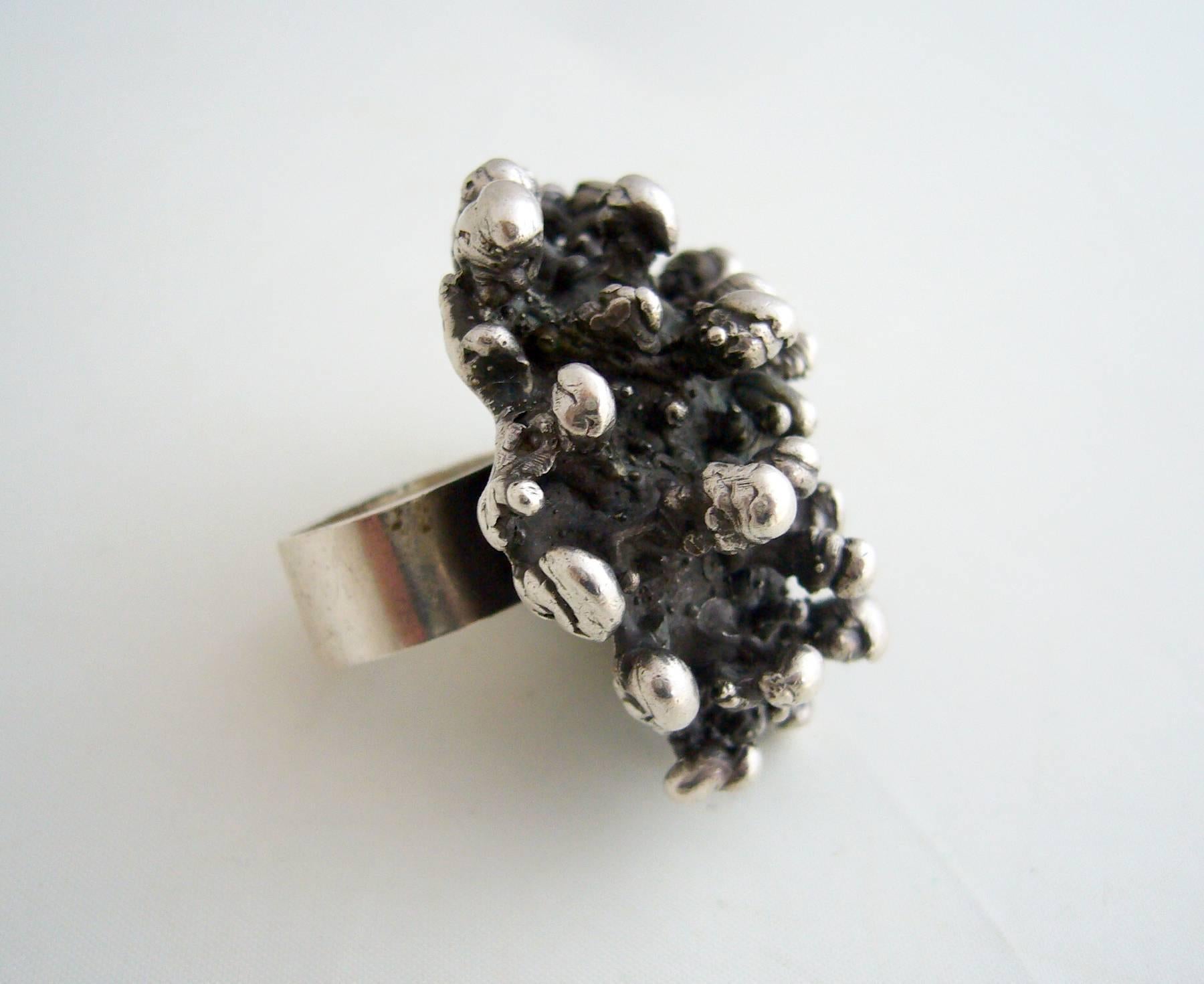 Artisan Sterling Silver Modernist Sea Urchin Ring