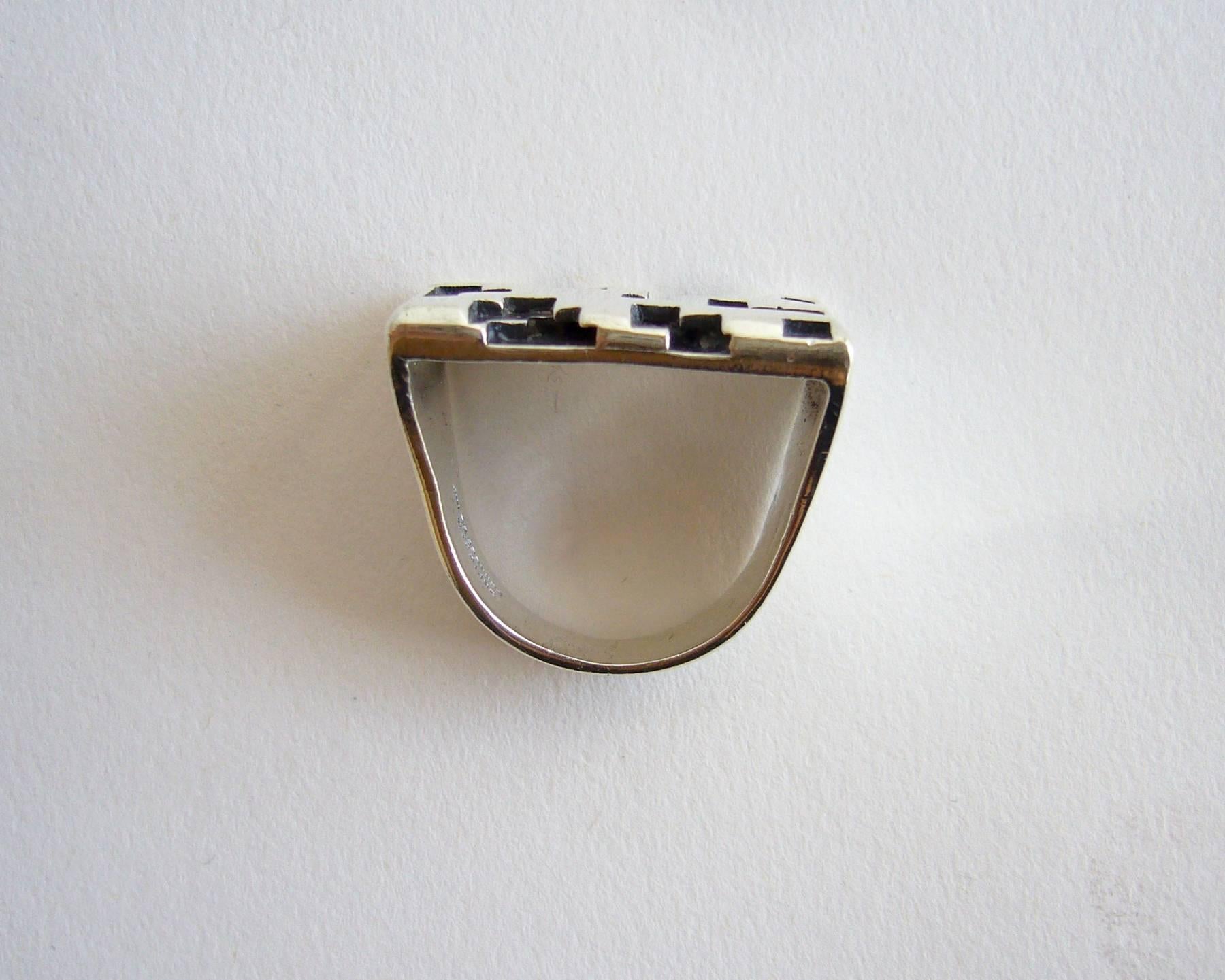 Jules Brenner Sterling Silver Gentleman's Modernist Ring In Excellent Condition In Palm Springs, CA
