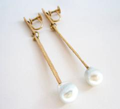 Pendientes Ed Wiener Mabe Perla Textura Oro Modernista Americano Nueva York