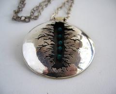 Rare Mildred Ball Enamel Sterling Silver American Modernist Handmade Necklace