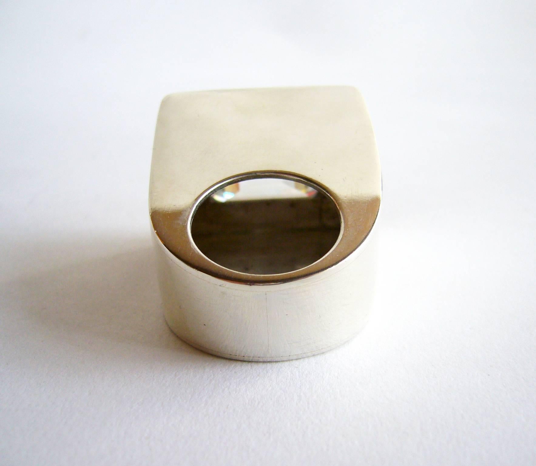 Kalibré Crystal Sterling Silver Cubed Ring 1