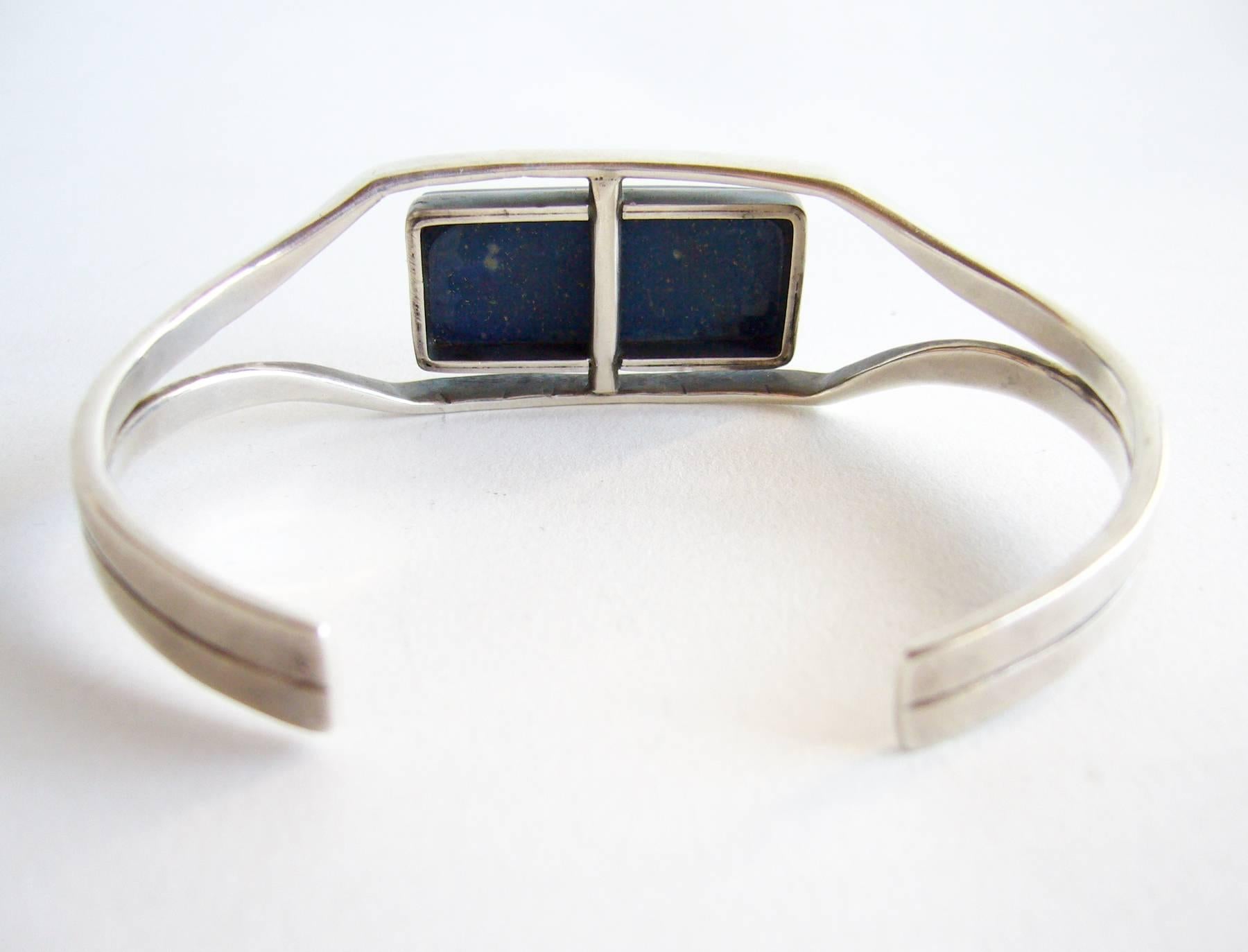 Jack Nutting Sterling Silver Lapis Lazuli Cuff Bracelet In Excellent Condition In Palm Springs, CA