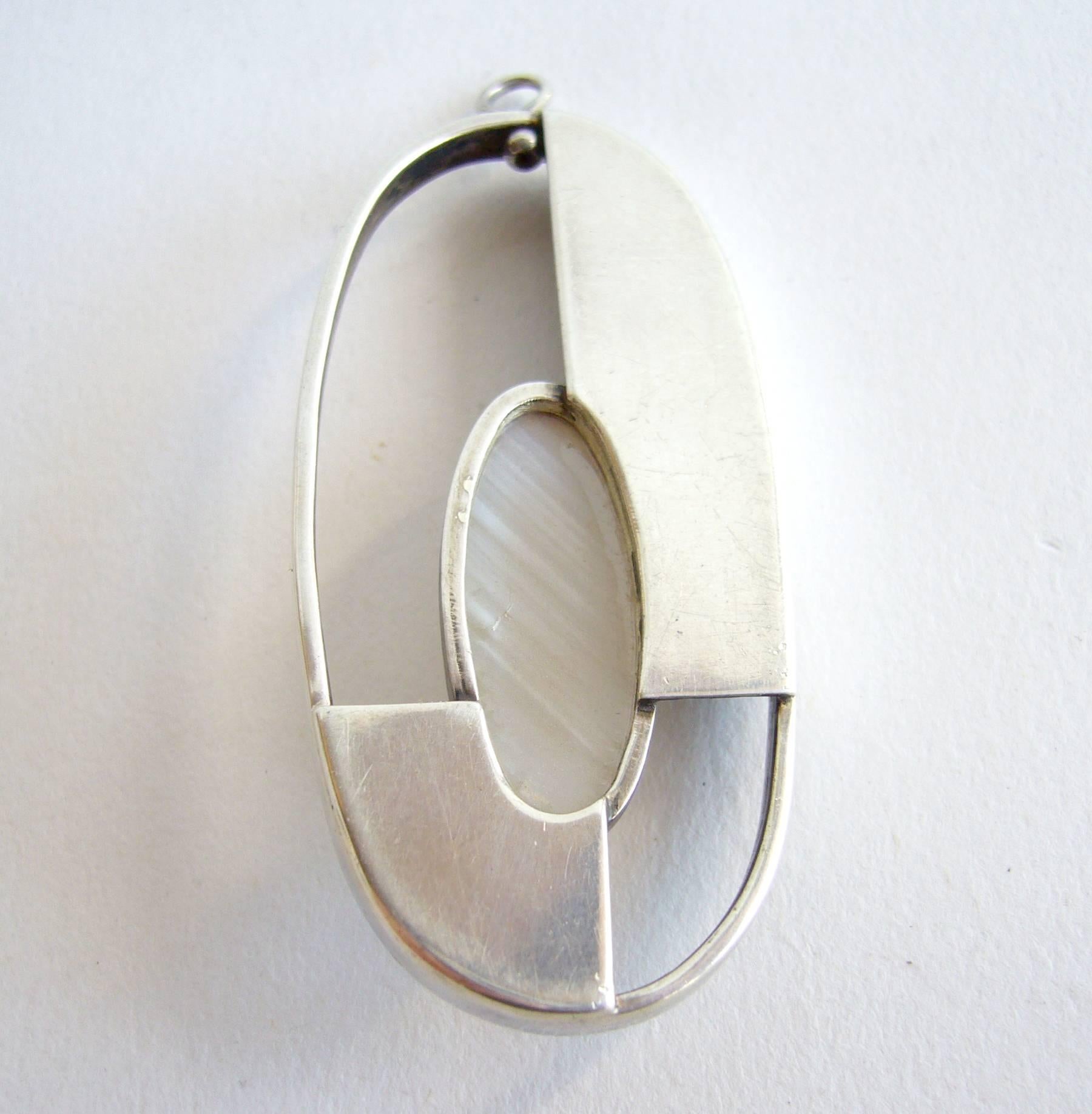 Women's Jack Nutting Agate Sterling Silver Modernist Pendant