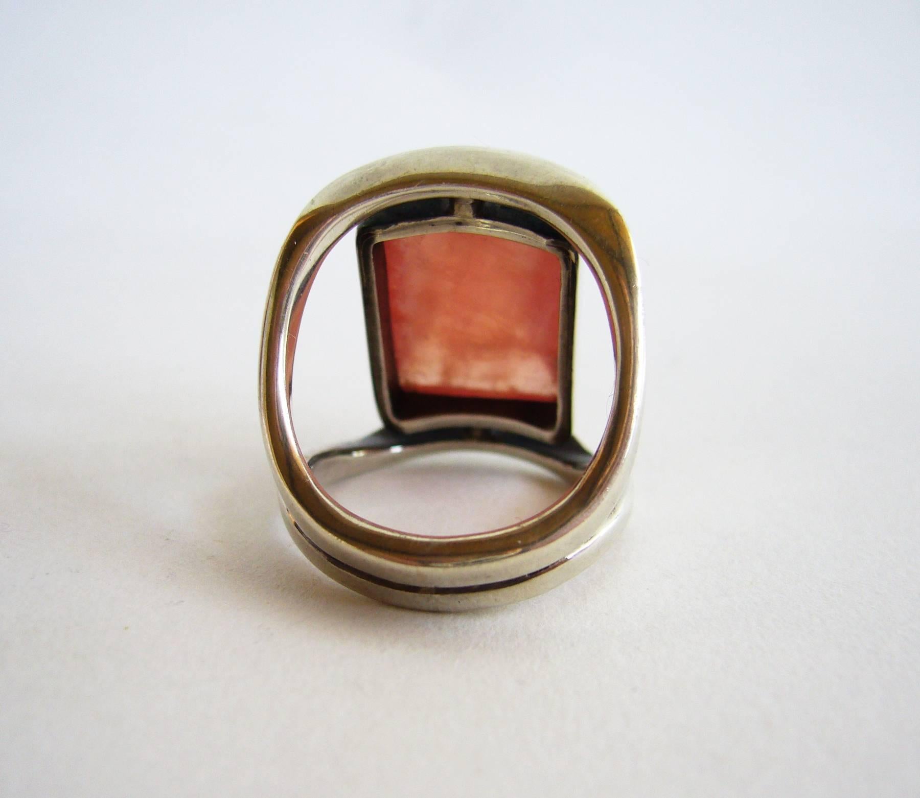 Women's Jack Nutting Rhodochrosite Sterling Silver Modernist Ring