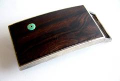 Charles Loloma Silver Ironwood Turquoise Belt Buckle