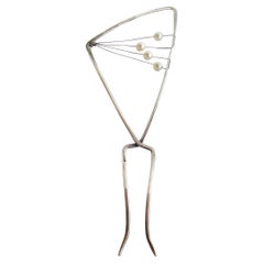 Jack Nutting, peigne moderniste californien orné de cheveux en argent sterling et perles