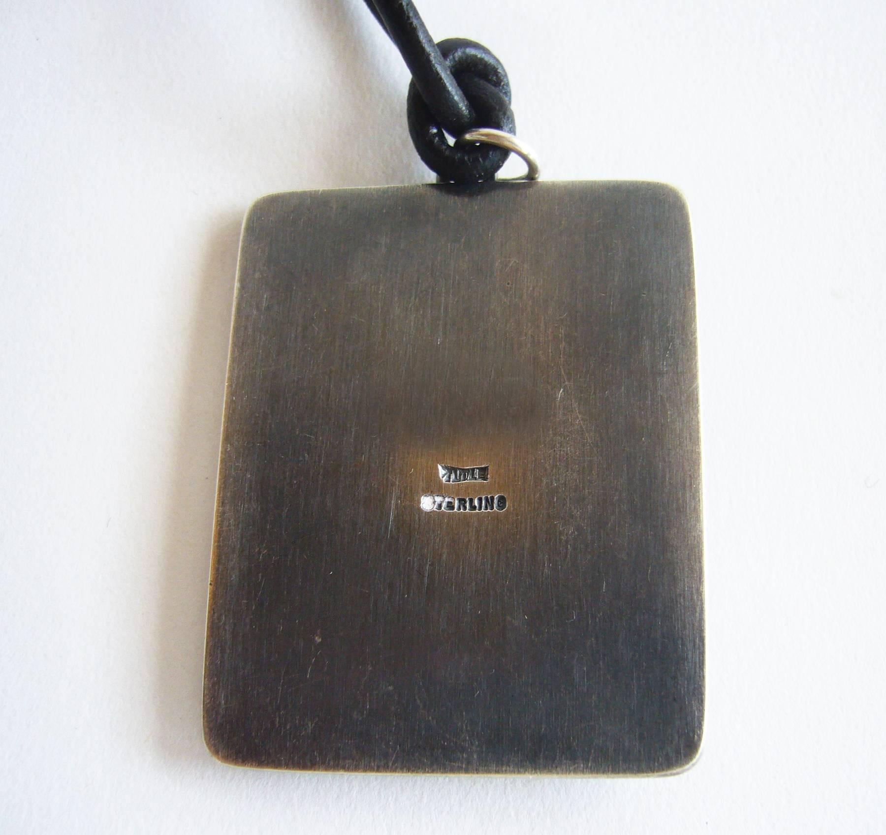 Modernist Jay Tuttle Exotic Wood Sterling Silver Pendant Necklace