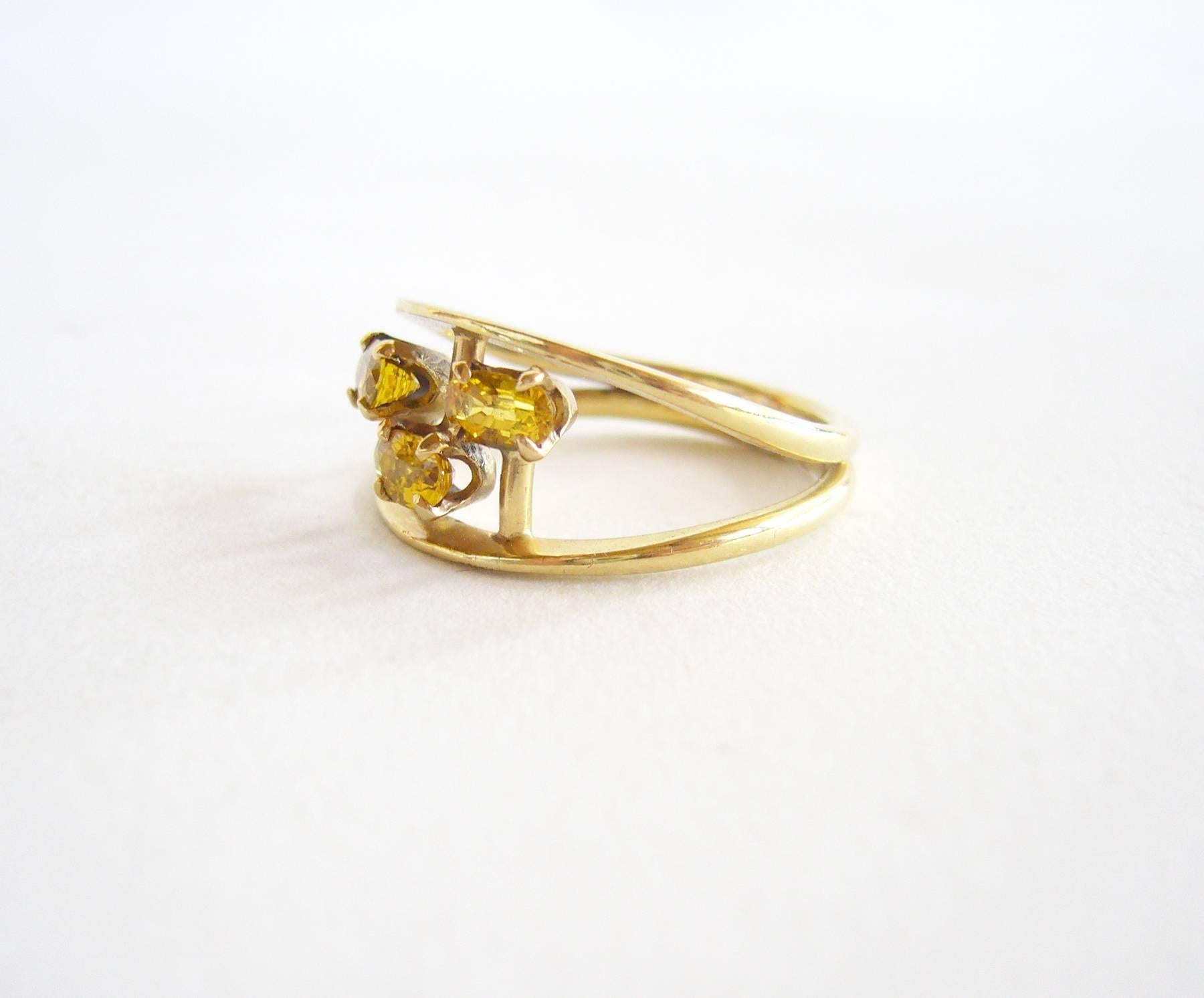 Women's Jack Nutting Yellow Sapphire Gold Modernist Ring
