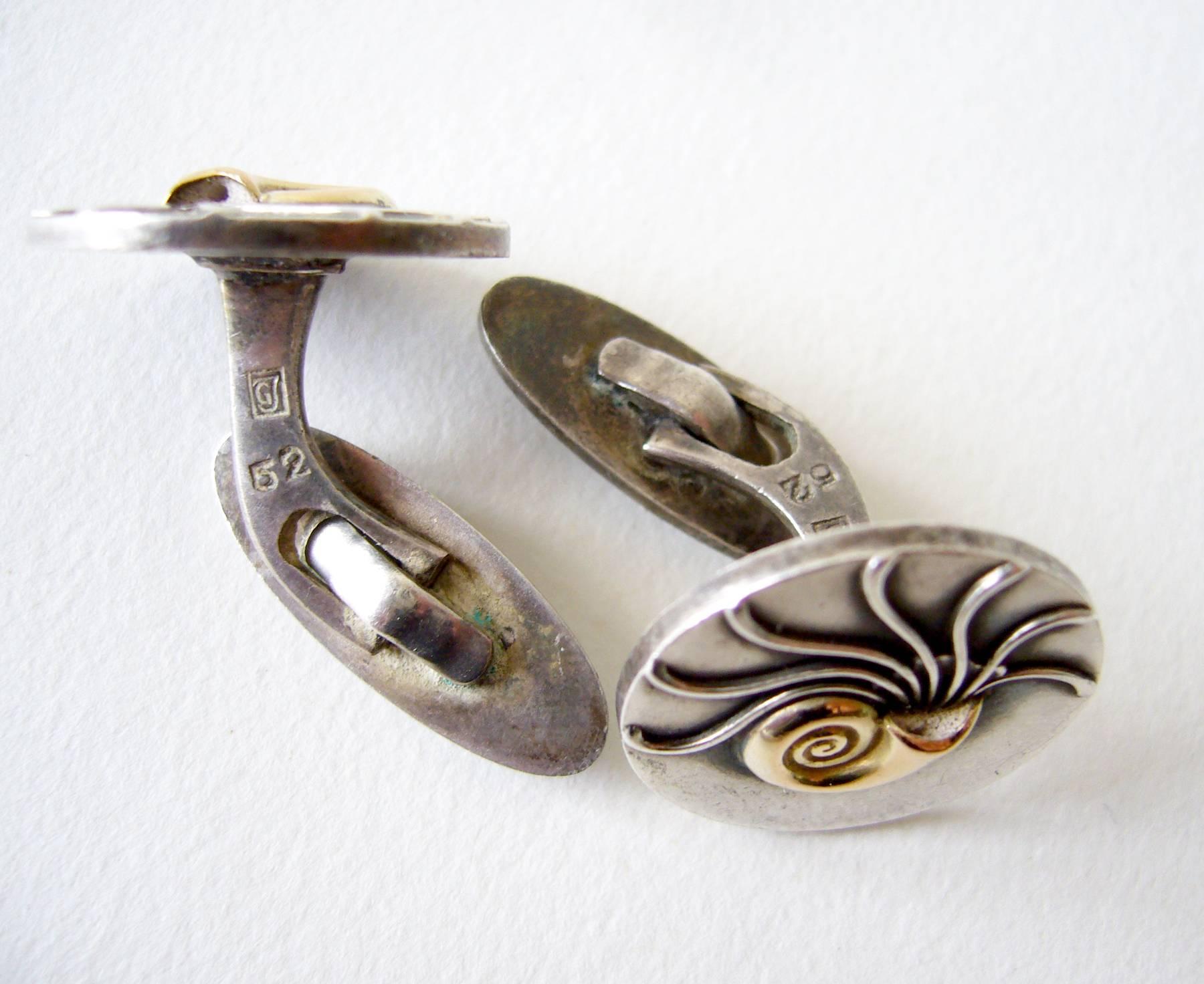 Henry Pilstrup for Georg Jensen Silver Cufflinks In Good Condition In Palm Springs, CA