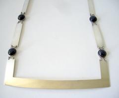 1970s Kaunis Koru Labradorite Sterling Silver Geometric Necklace
