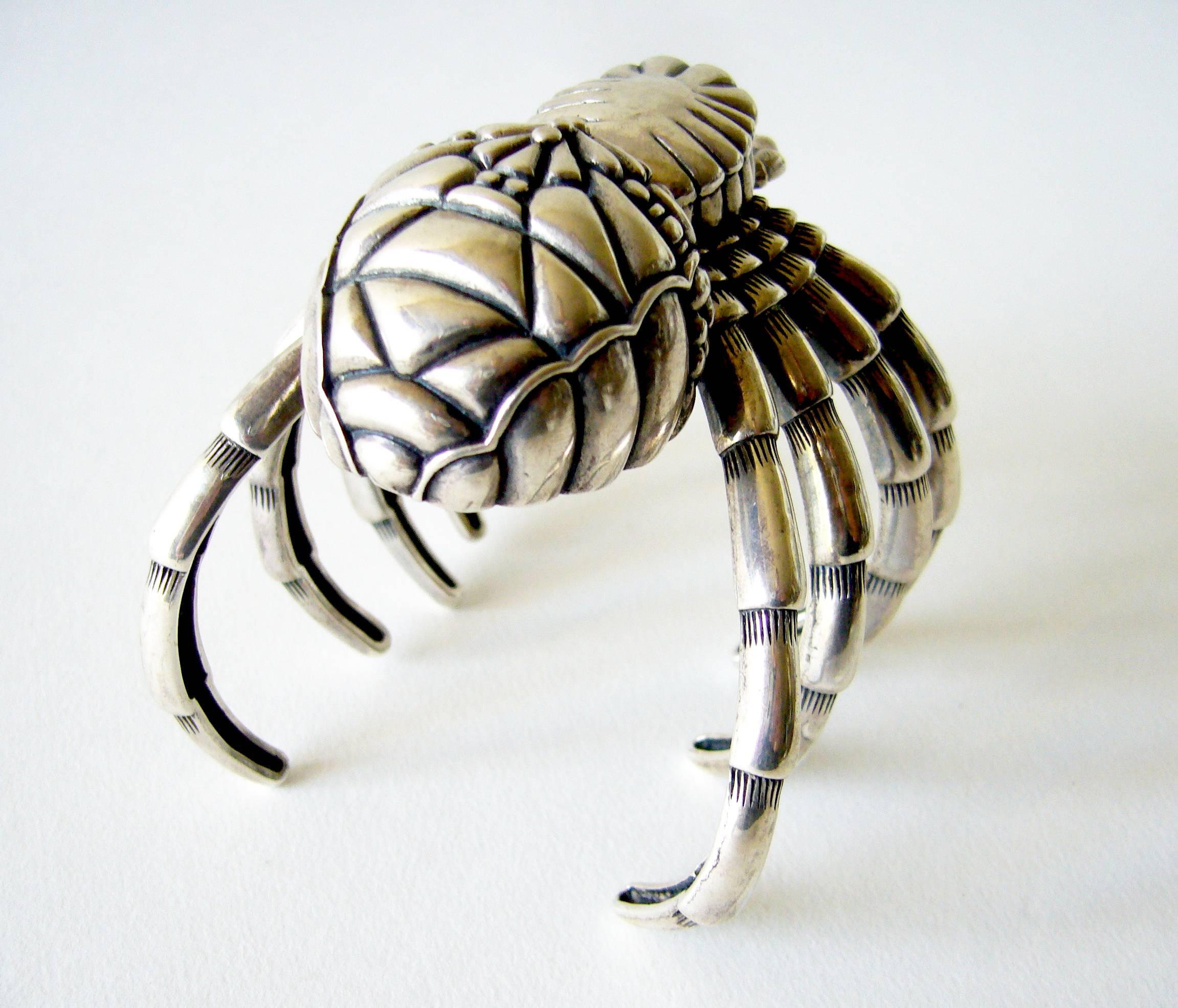 Sterling Silber Hämatit Tarantula Manschettenknopf Armband (Kunsthandwerker*in)