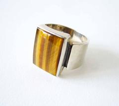 Jack Nutting Tiger Eye Sterling Silver Gentleman's Ring