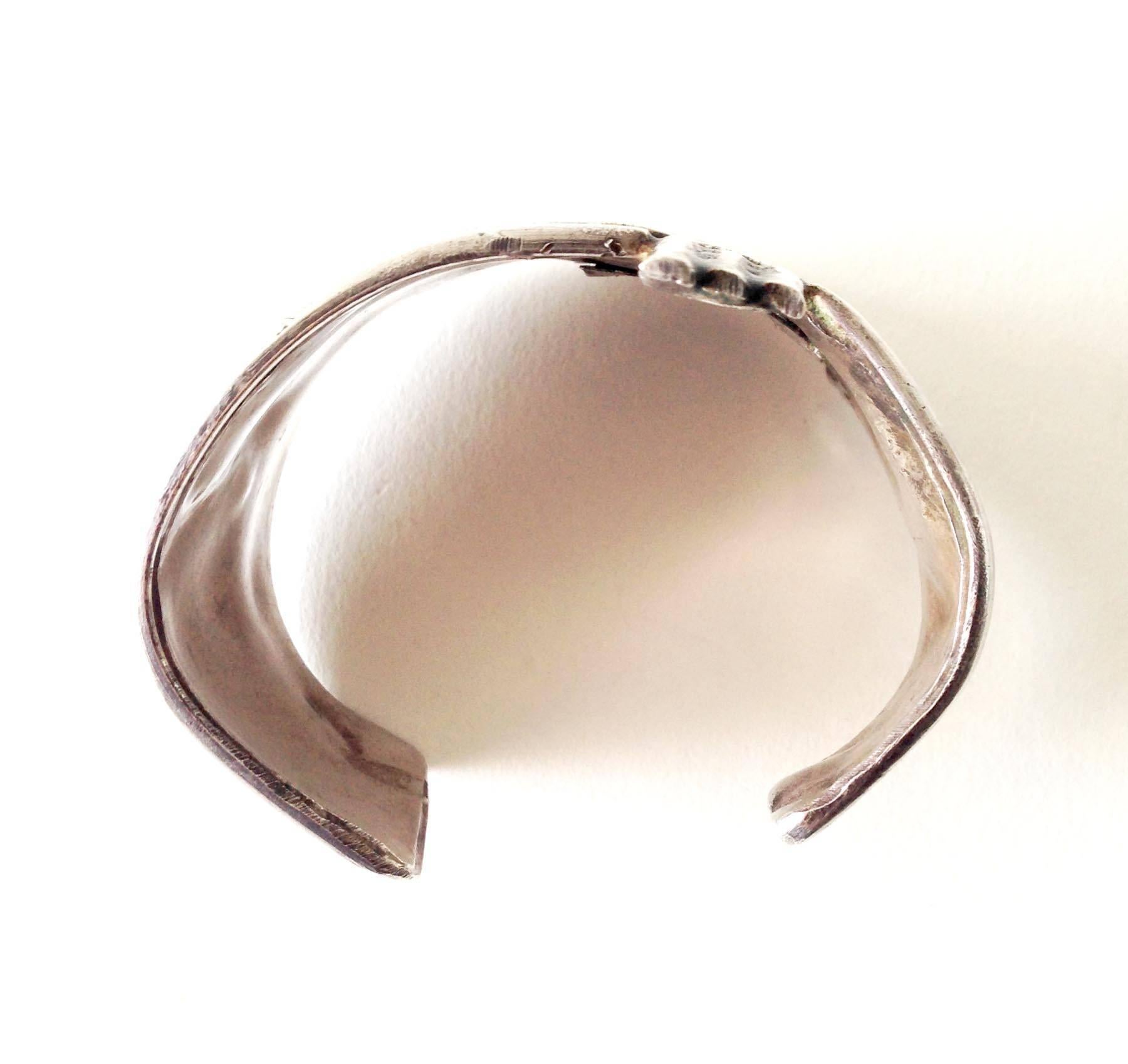 Unisex Handmade Eye of Ra Sterling Siver Cuff Bracelet In Good Condition In Palm Springs, CA