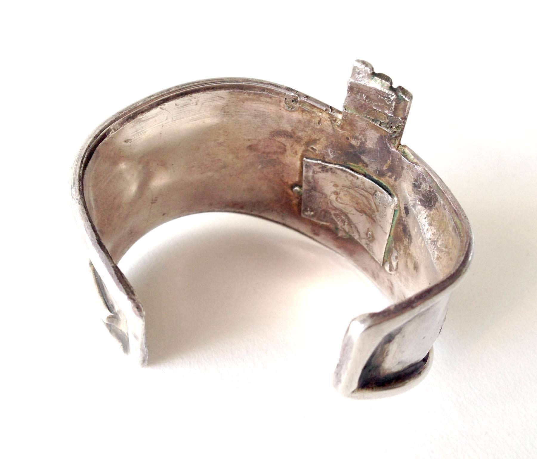 Artisan Unisex Handmade Eye of Ra Sterling Siver Cuff Bracelet