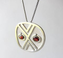 Oswaldo Guayasamin Sterling Silver Kinetic Garnets Ecuador Modern Mask Necklace