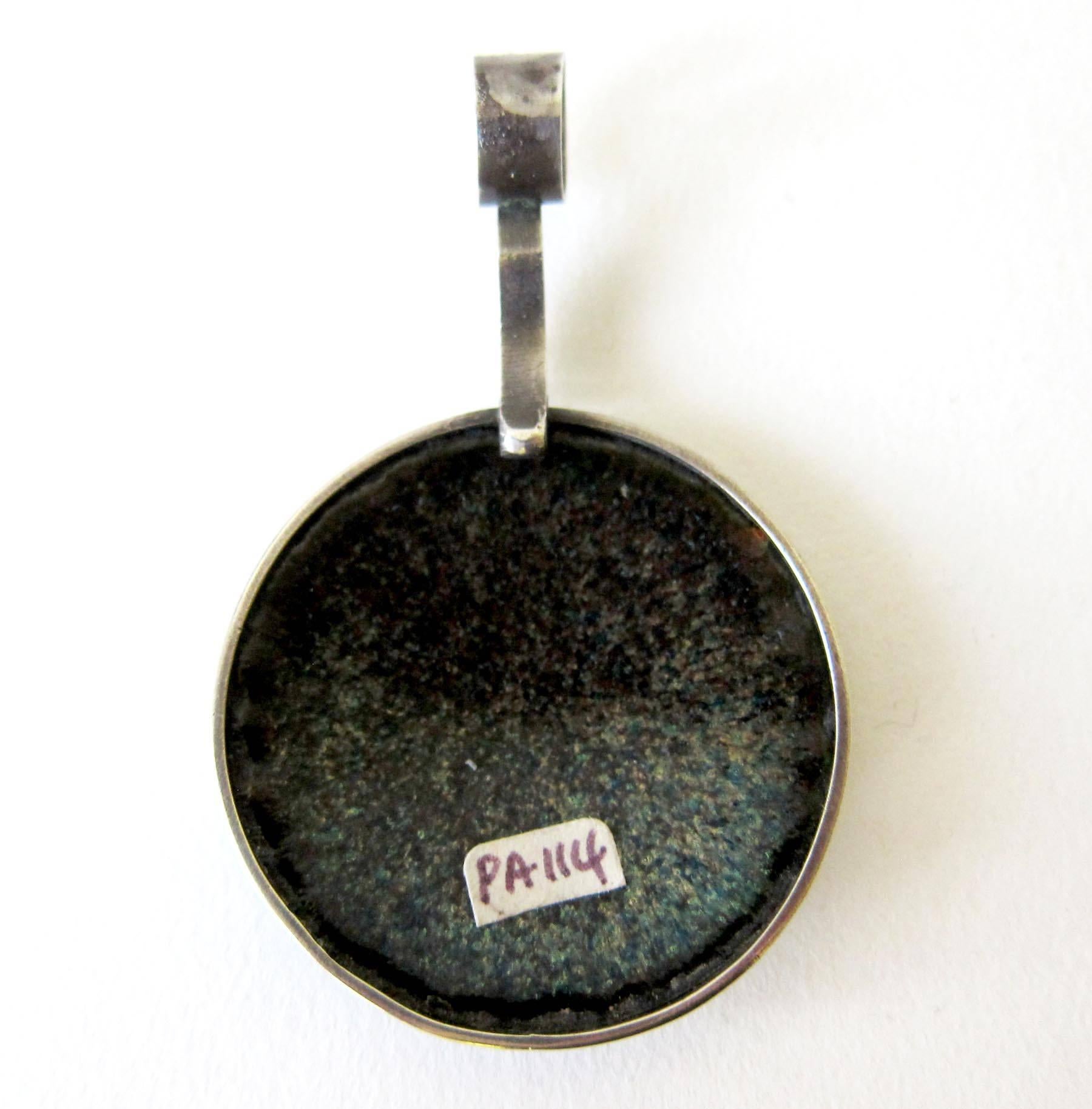 James Parker Enamel Sterling Silver San Diego Modernist Pendant In Excellent Condition In Palm Springs, CA