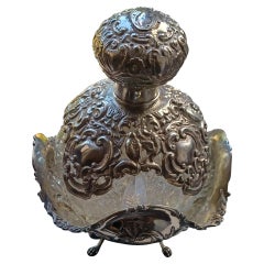 Extraordinary Victorian Silver Stand with Silverplate Topped Scent Bottle