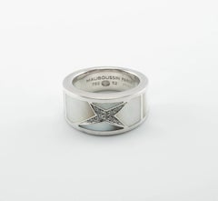 Mauboussin Diamond Star Ring, Mother of Pearl, Vintage 18K White Gold Band