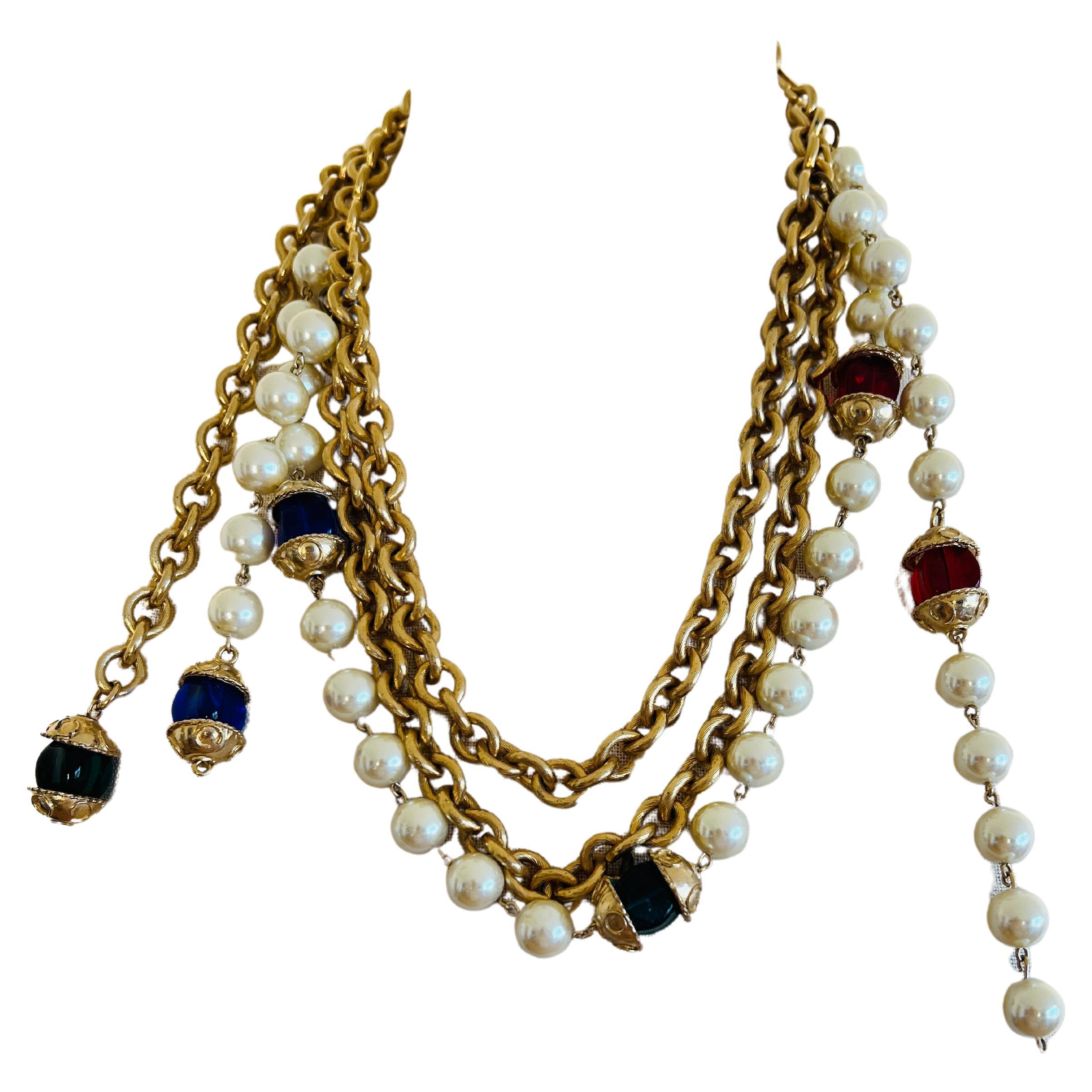Faux pearl chain necklace best sale