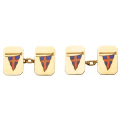 Gemelos del club náutico inglés Benzie Cowes Isle of Wight Oro de 18 ct