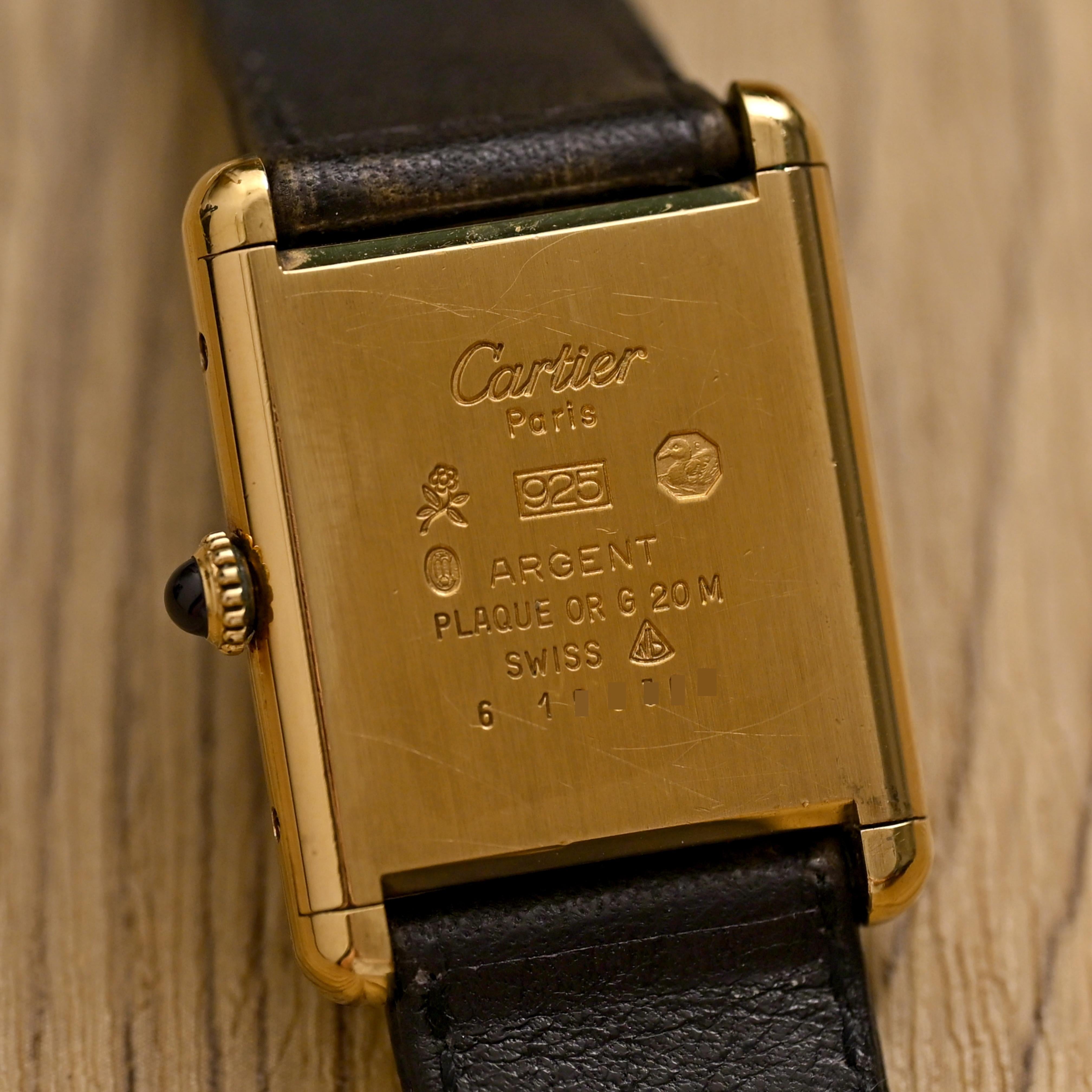Must de Cartier Gold Plated 925 Tank Trinity Dial Manual Wind For Sale 1