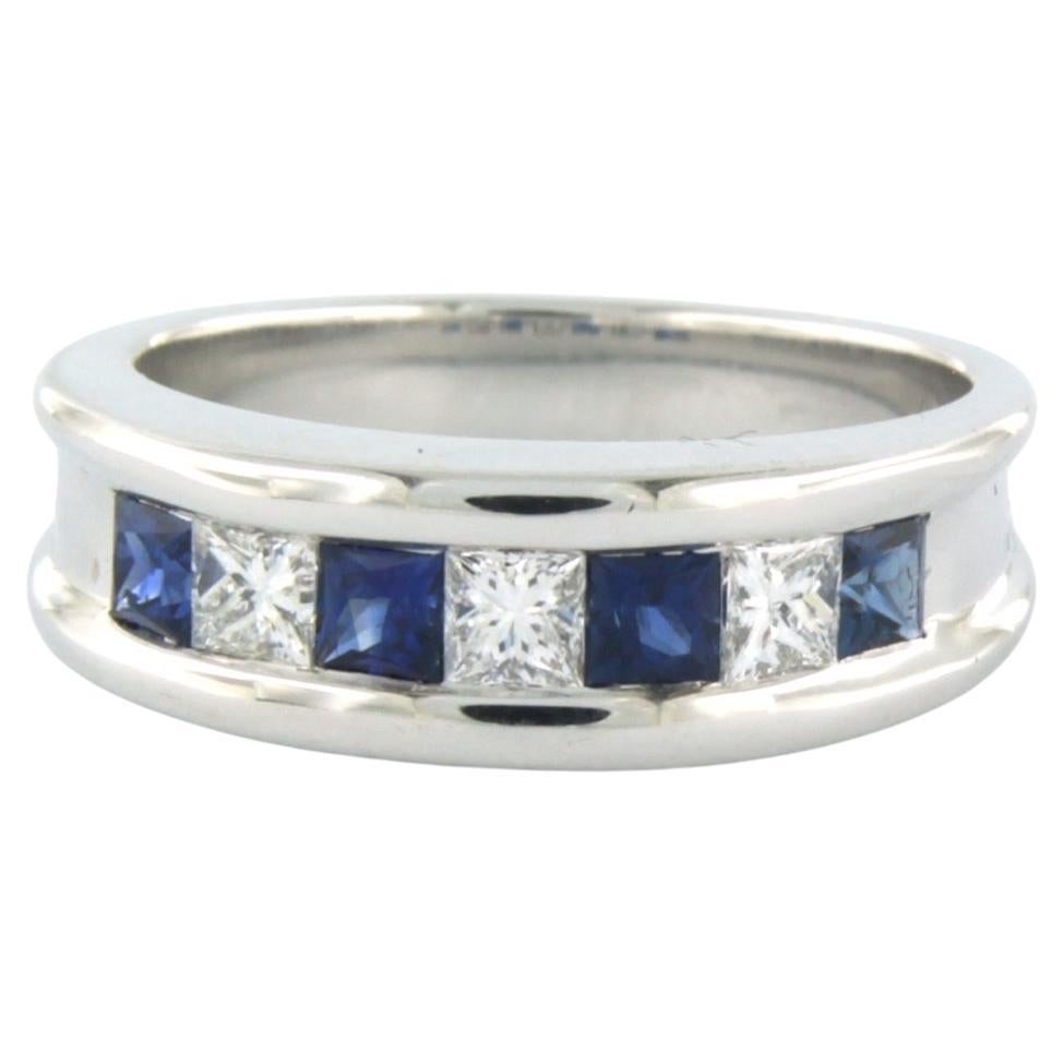 Ring with Sapphire and diamond 18k white gold For Sale