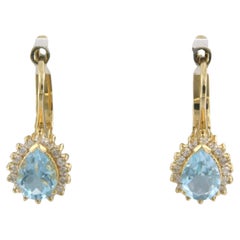 Pendientes con topacio y diamantes talla brillante de hasta 0,30 ct Oro amarillo de 18k
