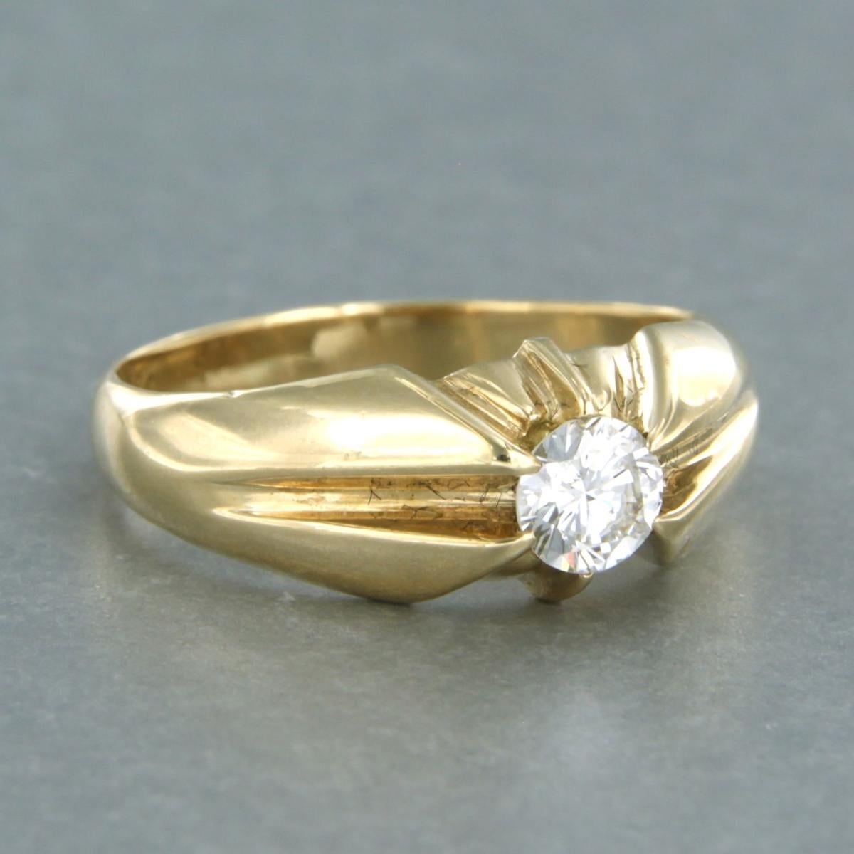 Bague avec diamant taille brillant jusqu'à 0,34ct 4,8 grammes or jaune 14k Excellent état - En vente à The Hague, ZH