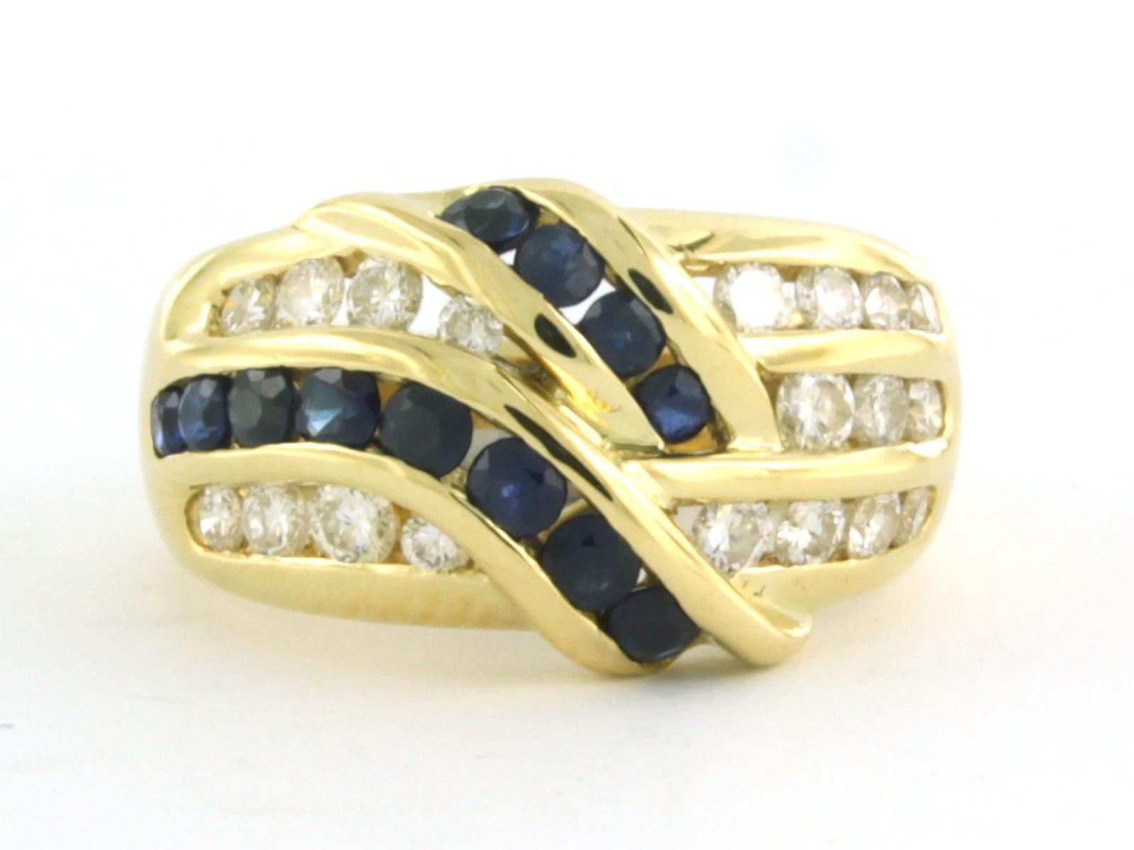 Ring mit Saphiren und Diamanten im Brillantschliff bis zu 0,78 Karat 18k Gold 8,5 Gramm im Angebot 2