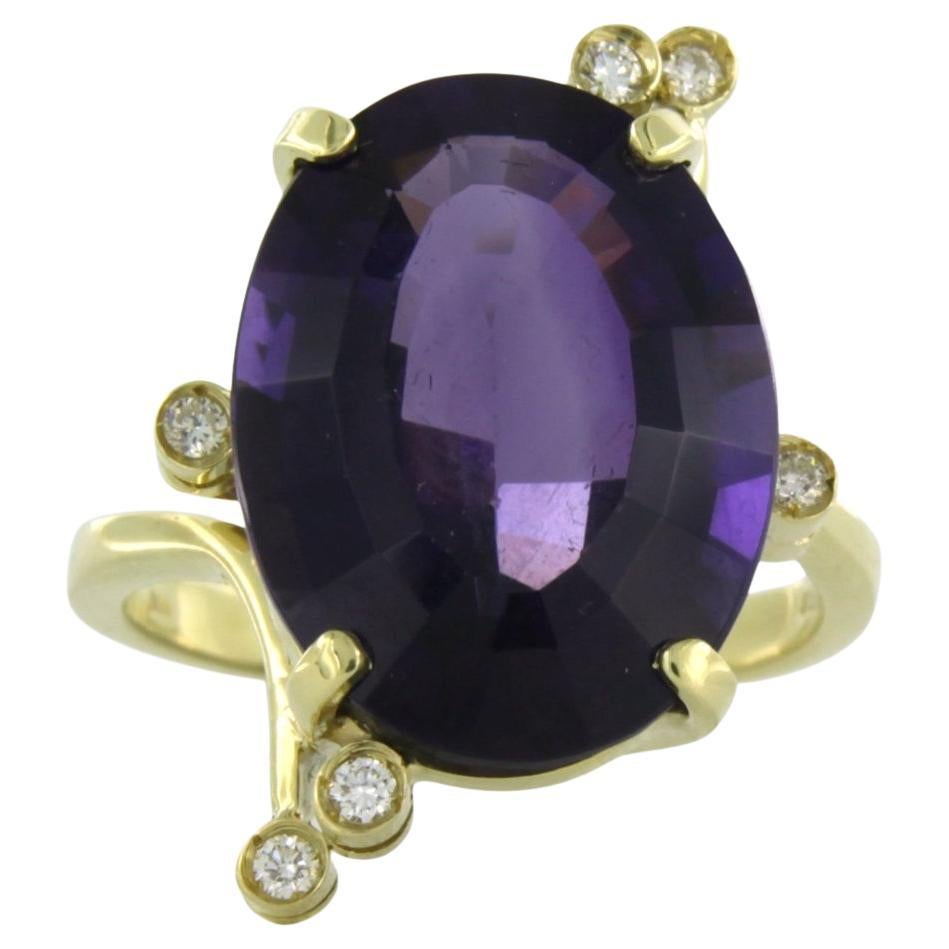 Anello con ametista e diamante taglio brillante fino a 0,20ct 4,6 grammi d'oro 18k