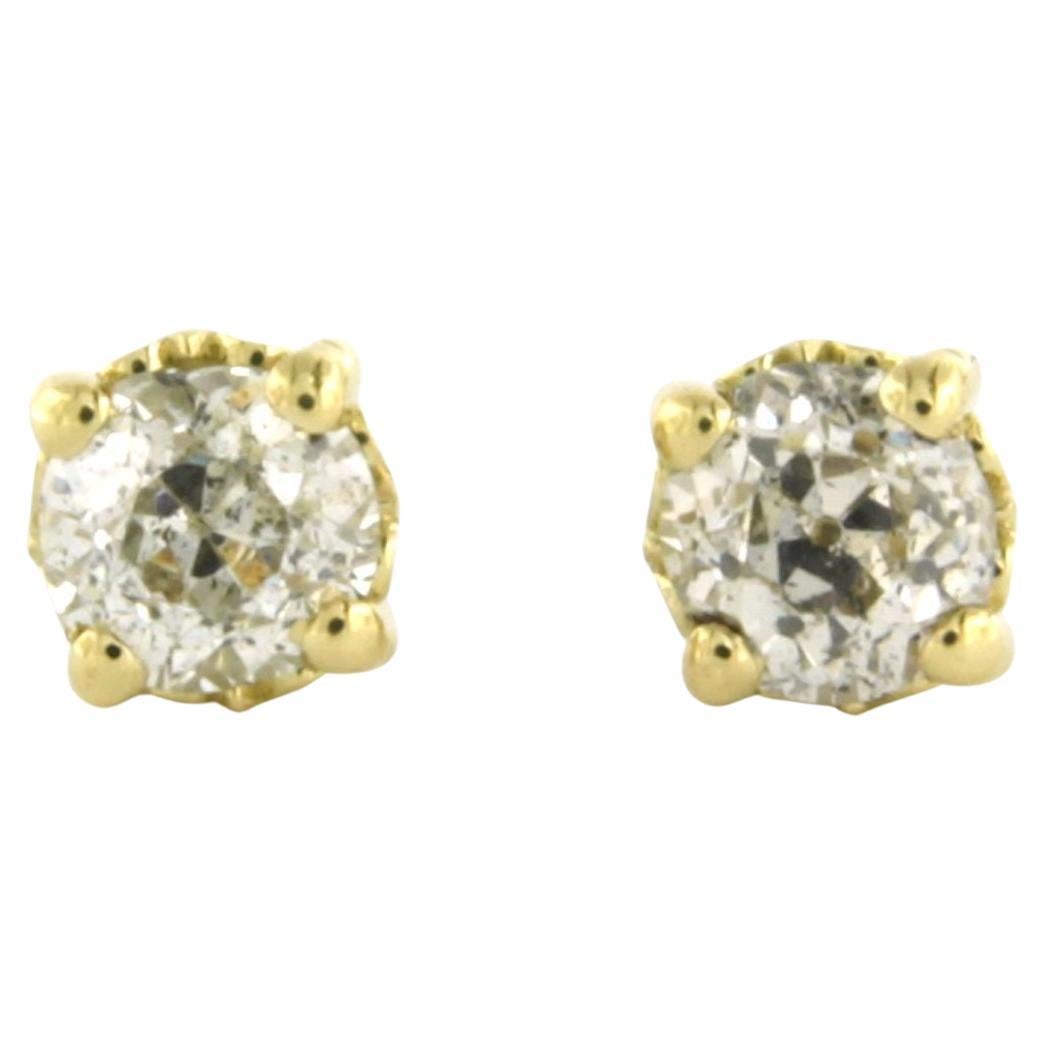 Boucles d'oreilles avec diamants taille ancienne jusqu'à 1,00ct Or jaune 18k 2,0 grammes