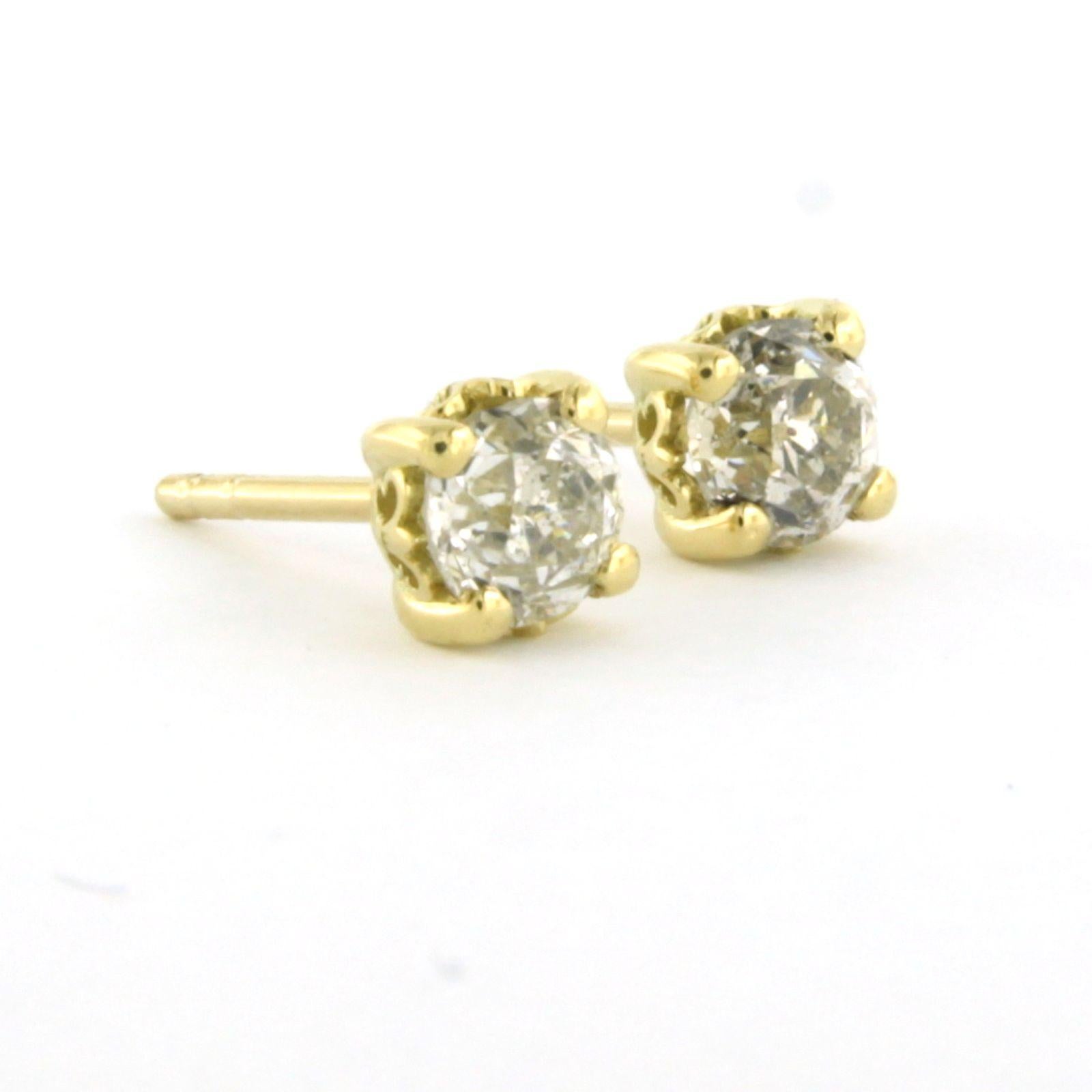 Boucles d'oreilles avec diamants taille ancienne jusqu'à 1,00ct Or jaune 18k 2,0 grammes Neuf - En vente à The Hague, ZH