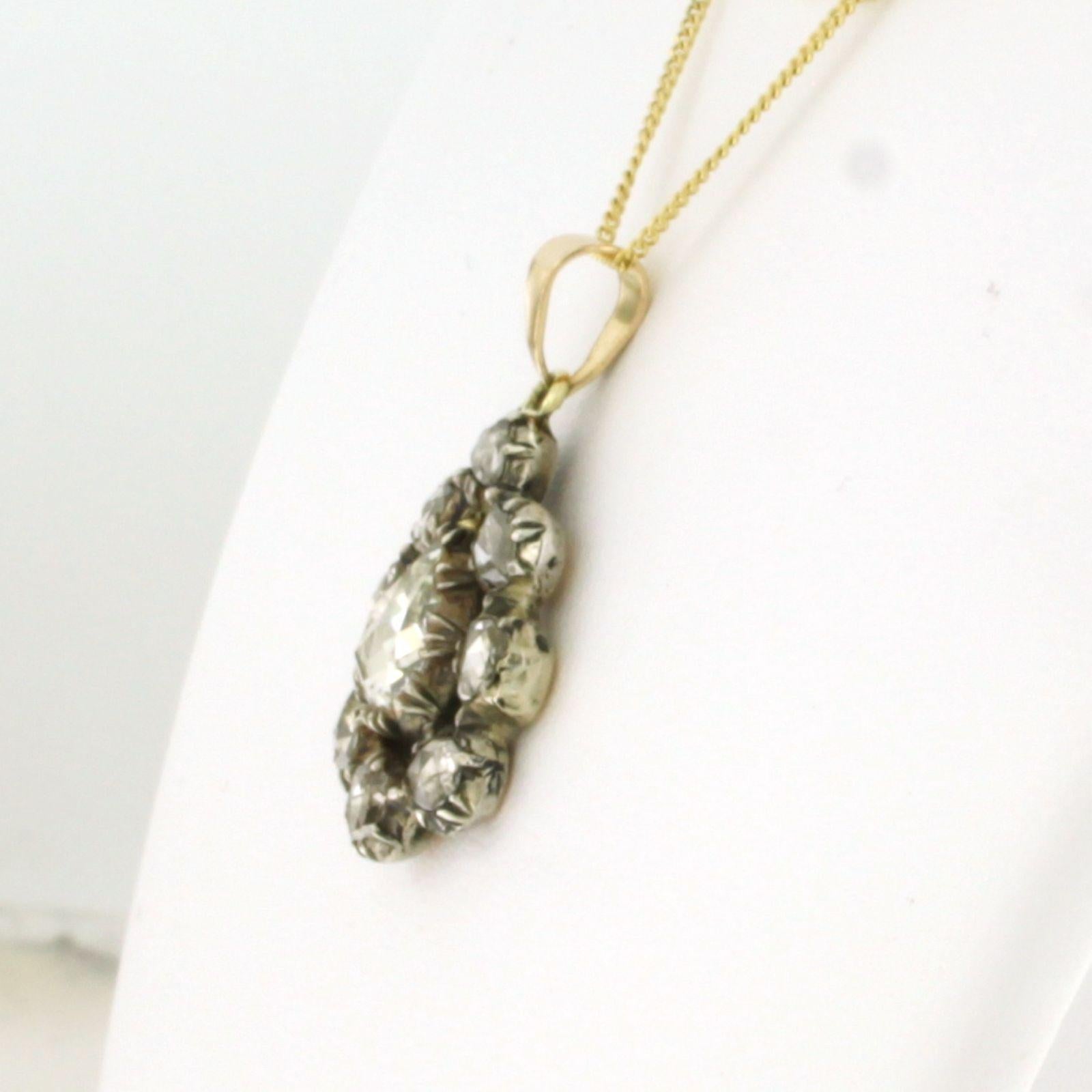 Collana e pendente con diamanti taglio rosa fino a 1,00ct in oro e argento 14k In condizioni ottime in vendita a The Hague, ZH