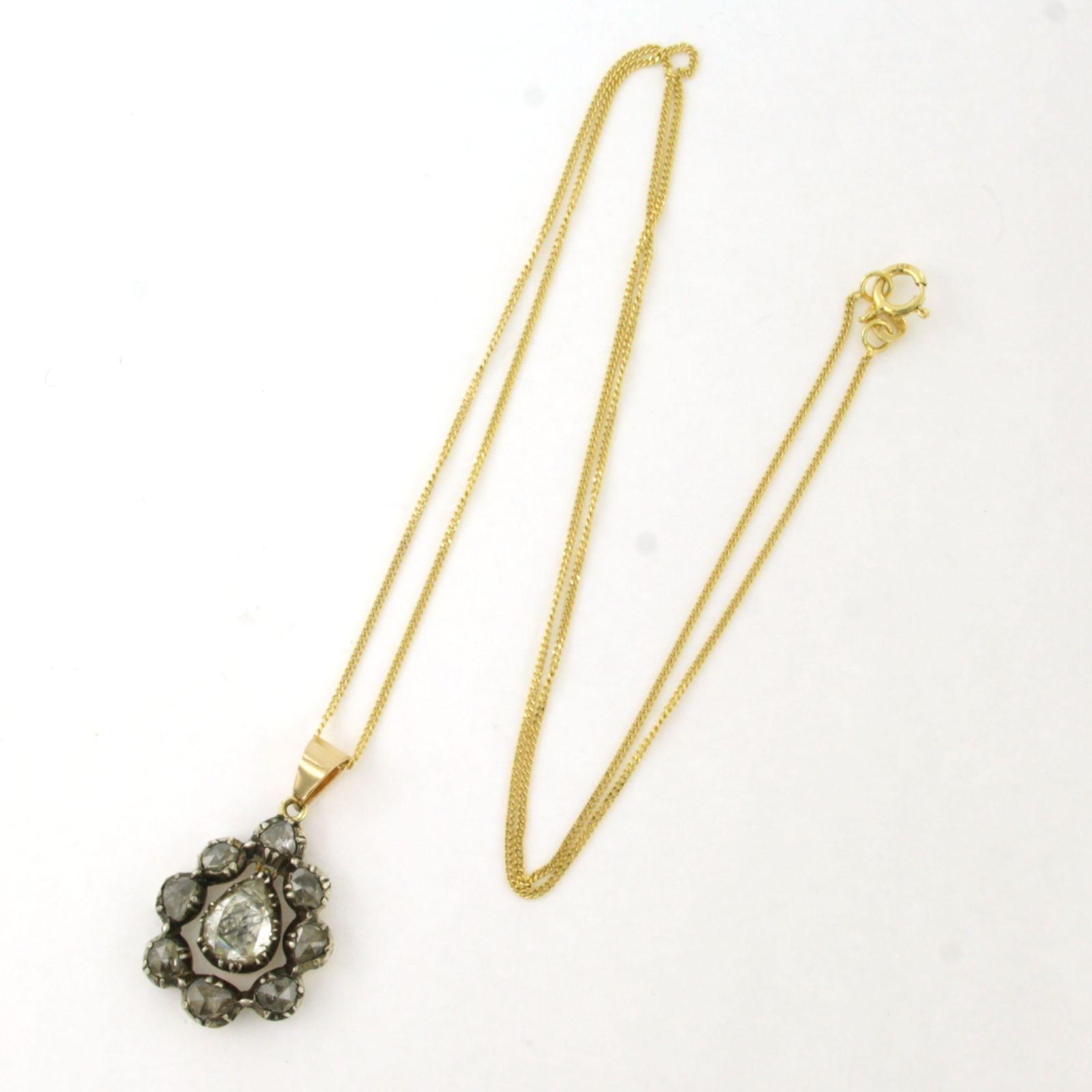Donna Collana e pendente con diamanti taglio rosa fino a 1,00ct in oro e argento 14k in vendita
