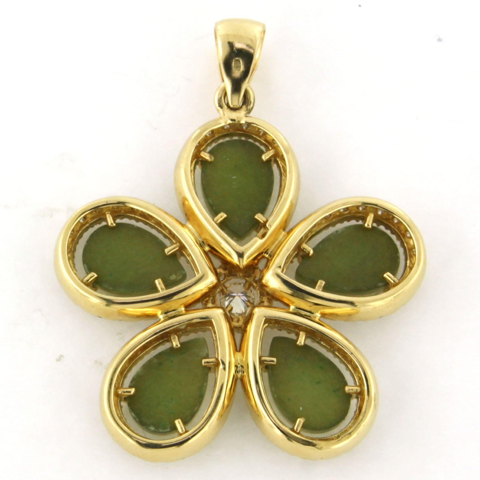Pendentif en or jaune 18k avec agate mousse et diamant taille brillant 1.00ct en vente 1