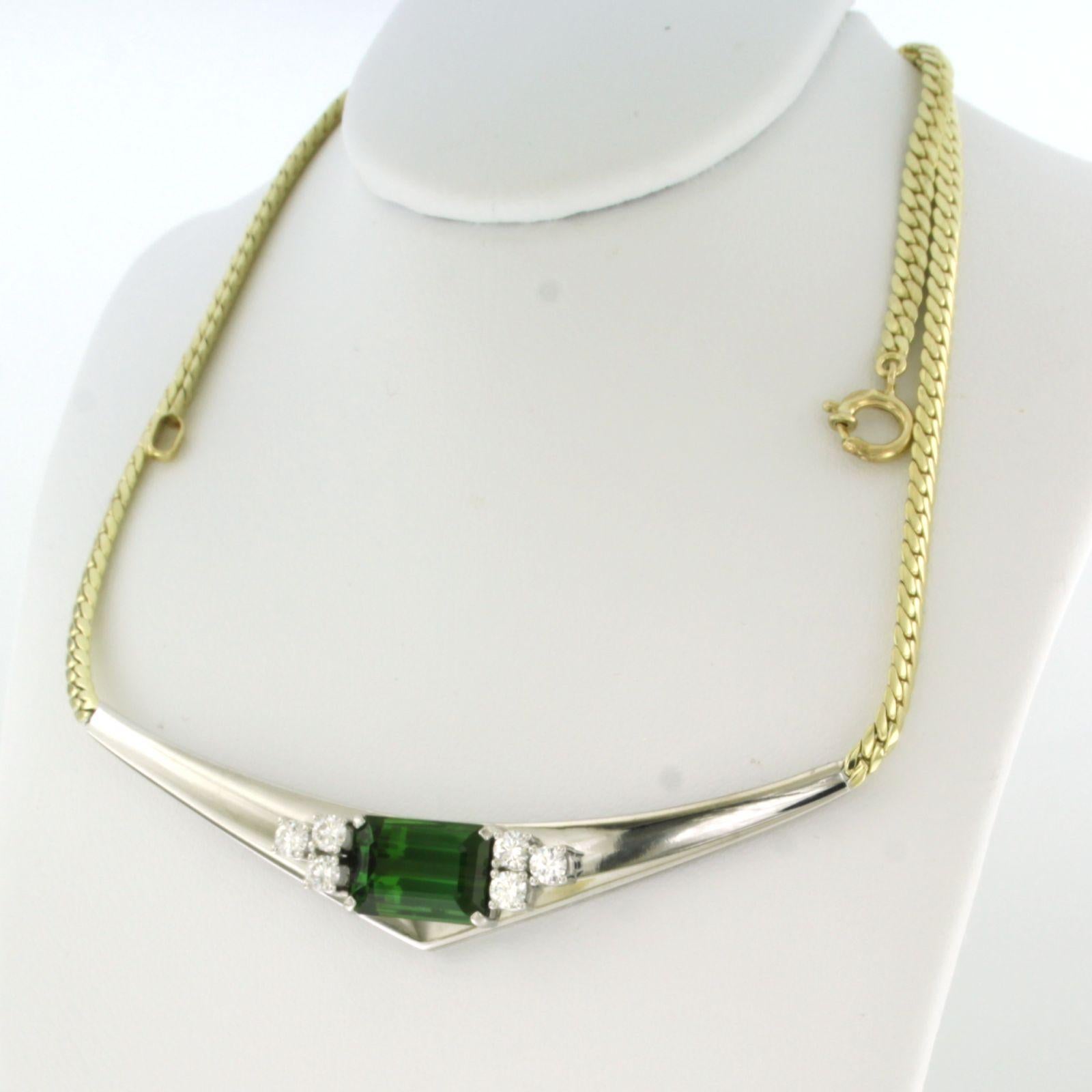 Brilliant Cut Choker with tourmaline up to 5.50ct and diamonds up to 1.00ct 14k gold For Sale