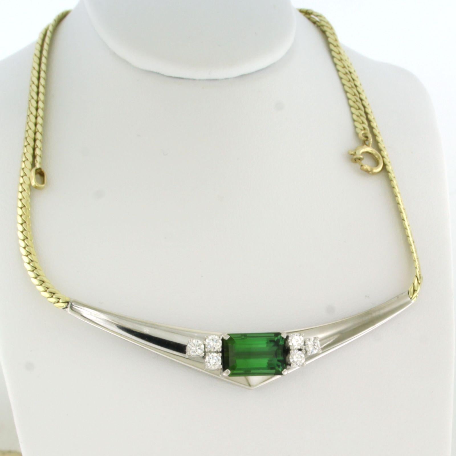 Modern Choker with tourmaline up to 5.50ct and diamonds up to 1.00ct 14k gold For Sale
