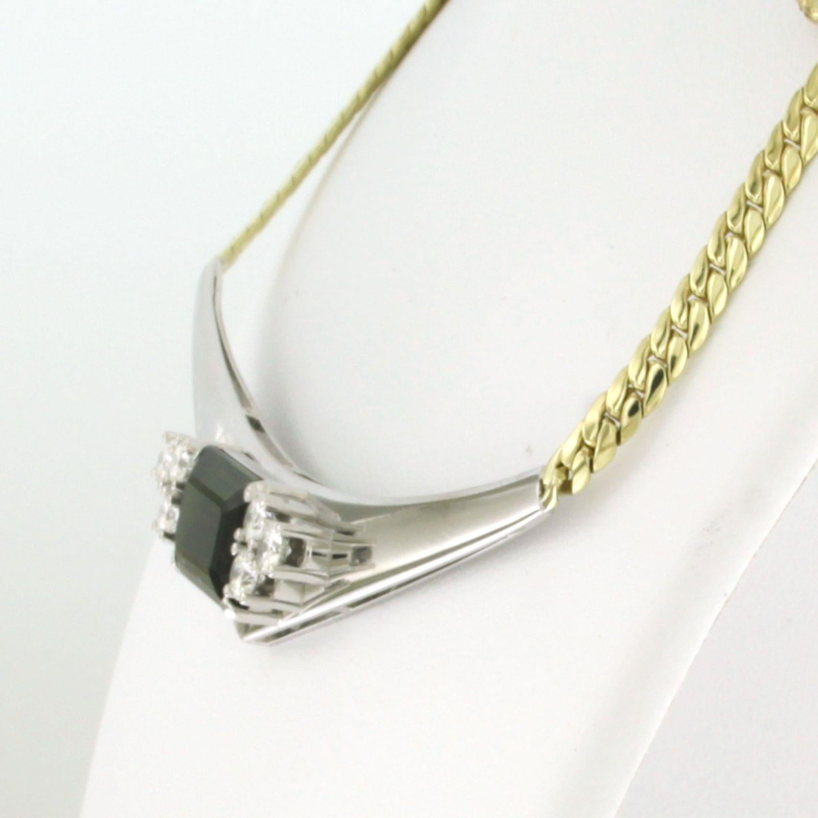 Choker with tourmaline up to 5.50ct and diamonds up to 1.00ct 14k gold In Excellent Condition For Sale In The Hague, ZH