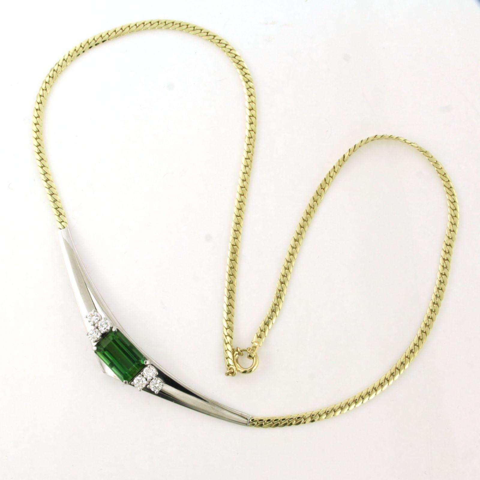 Women's Choker with tourmaline up to 5.50ct and diamonds up to 1.00ct 14k gold For Sale