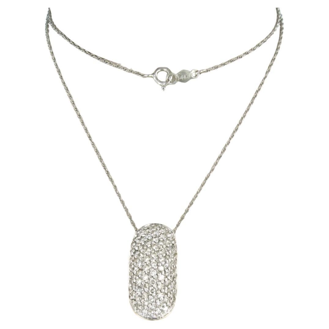 Brilliante e pendente con diamanti taglio brillante fino a 1,00ct in oro bianco 14k in vendita