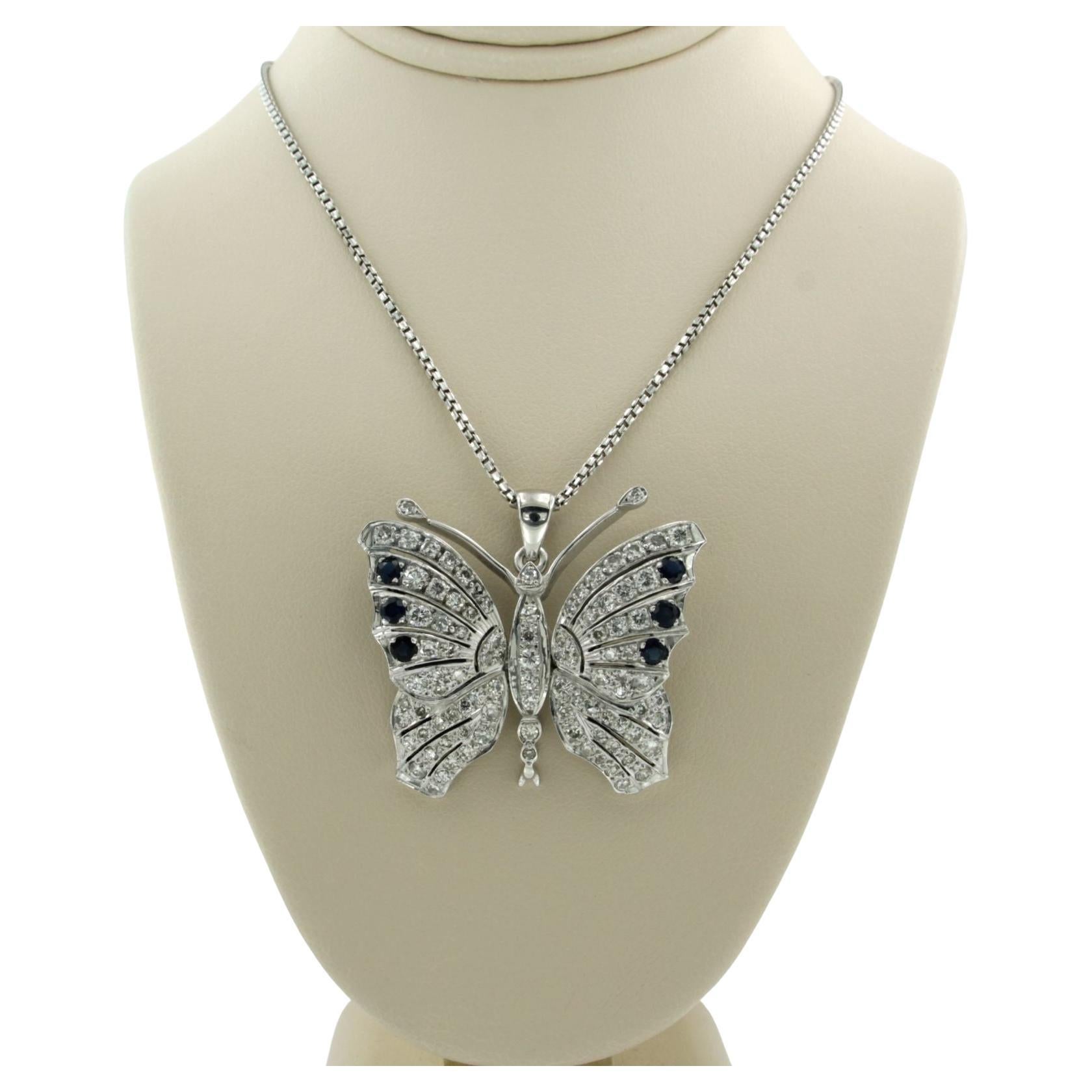 Collana e pendente con zaffiro e diamanti fino a 1,00ct in oro 18k in vendita