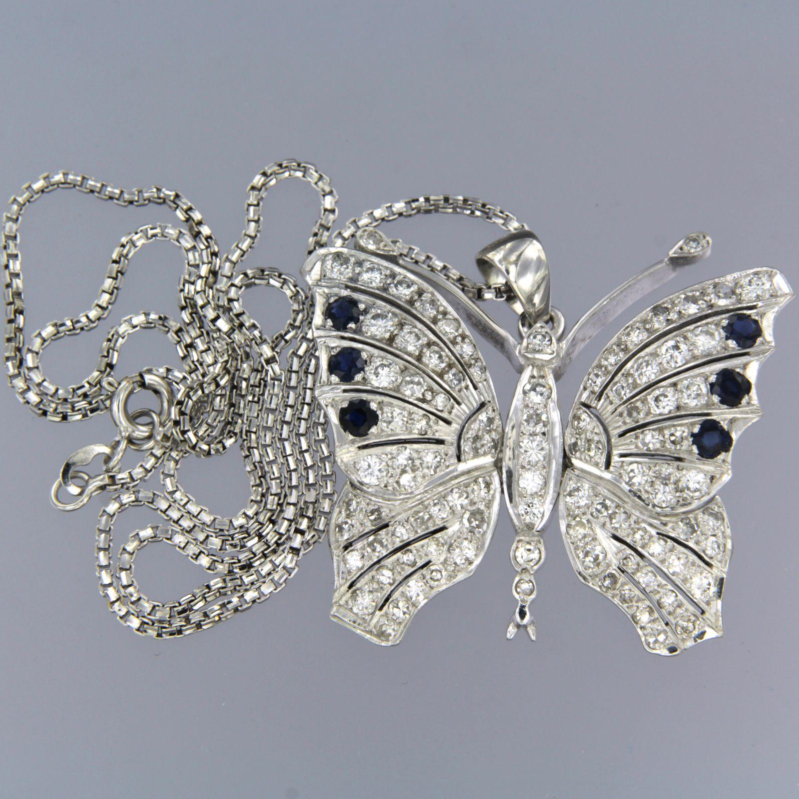 Moderno Collana e pendente con zaffiro e diamanti fino a 1,00ct in oro 18k in vendita