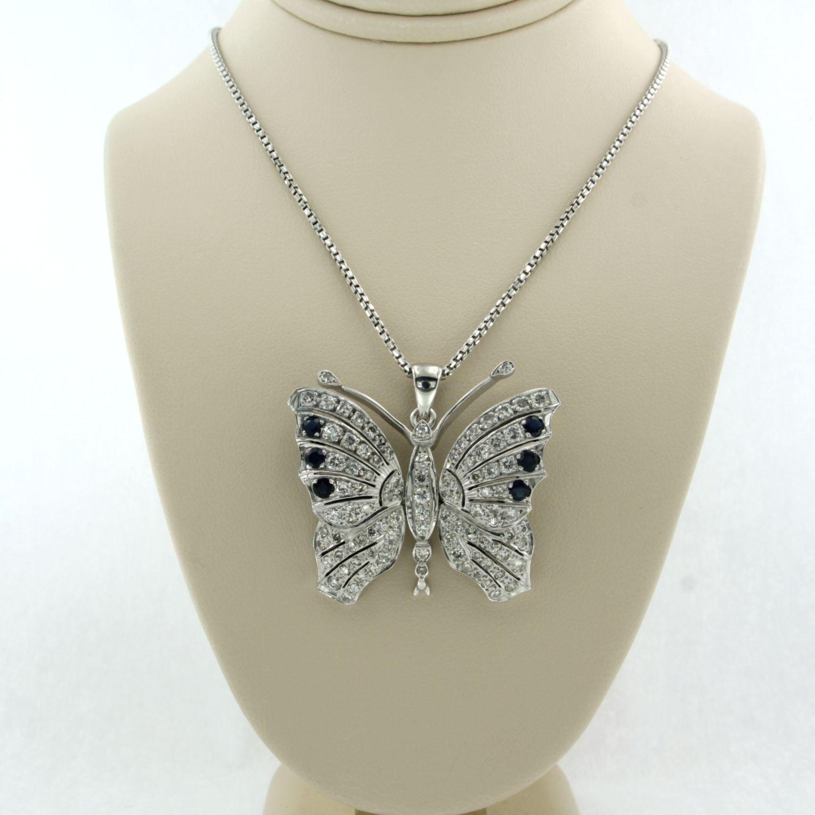 Collana e pendente con zaffiro e diamanti fino a 1,00ct in oro 18k in vendita 2