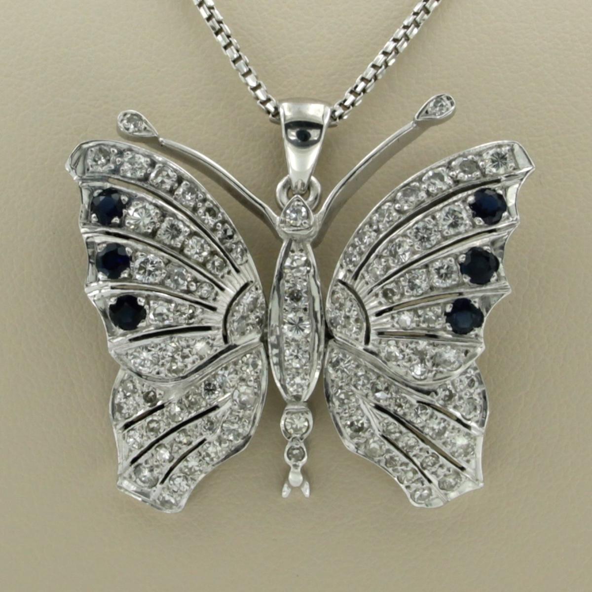 Collana e pendente con zaffiro e diamanti fino a 1,00ct in oro 18k in vendita 1