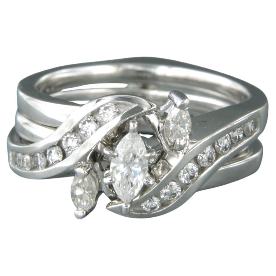 Ringset Ring mit marquiseförmigen Diamanten bis zu 0,60ct 14k Weißgold
