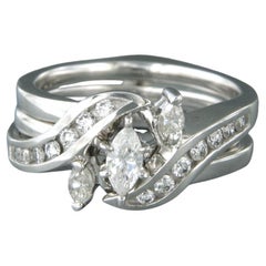 Ringset Ring mit marquiseförmigen Diamanten bis zu 0,60ct 14k Weißgold