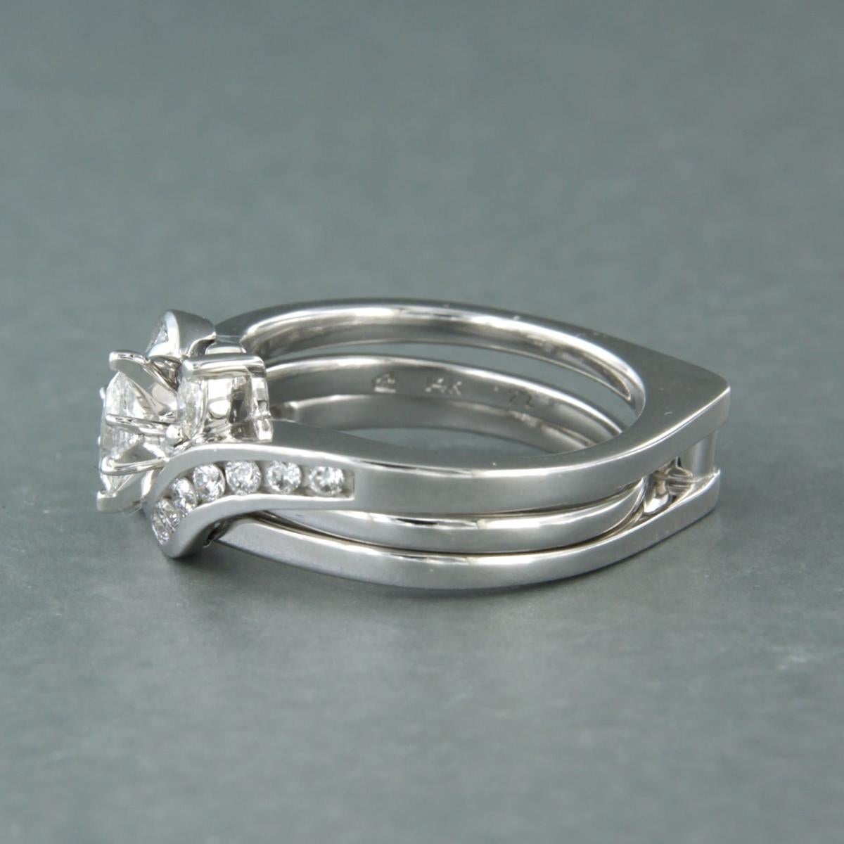 Set di anelli Anello con diamanti a forma di marquise fino a 0,60ct in oro bianco 14k in vendita 1