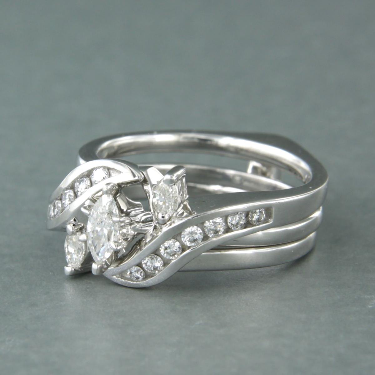 Donna Set di anelli Anello con diamanti a forma di marquise fino a 0,60ct in oro bianco 14k in vendita