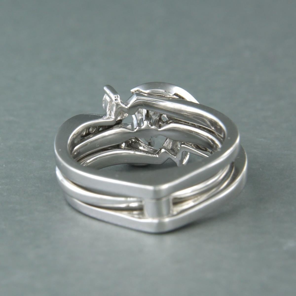 Set di anelli Anello con diamanti a forma di marquise fino a 0,60ct in oro bianco 14k in vendita 2